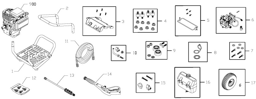 Power Boss Pressure Washer 020309-0 Parts